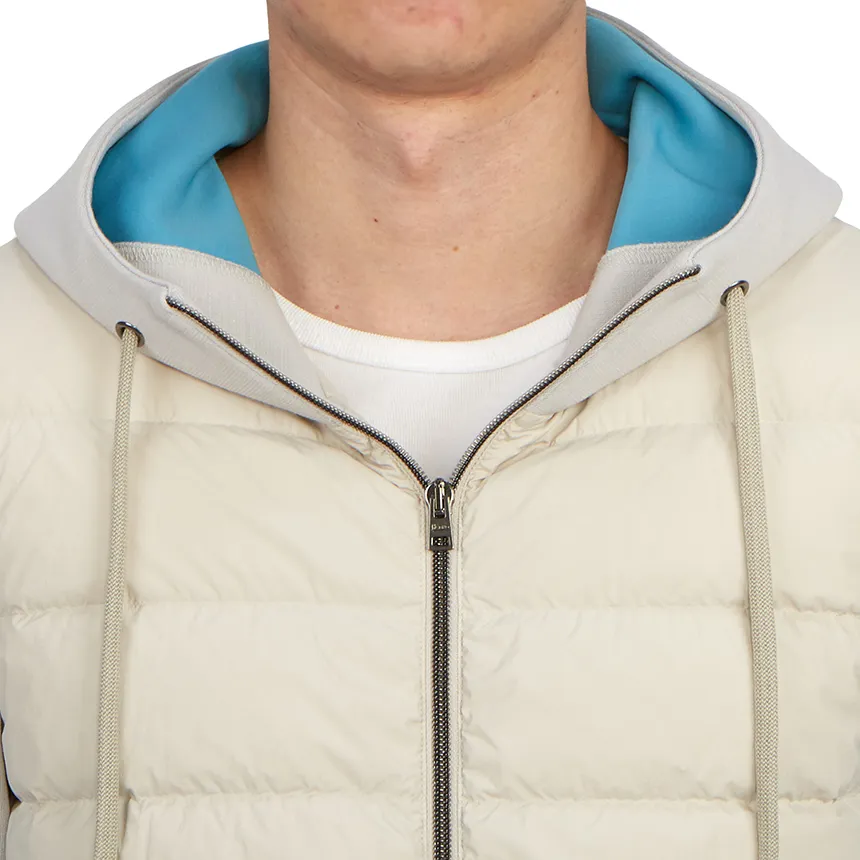 Zip-Up Hooded Drawstring Down Jacket