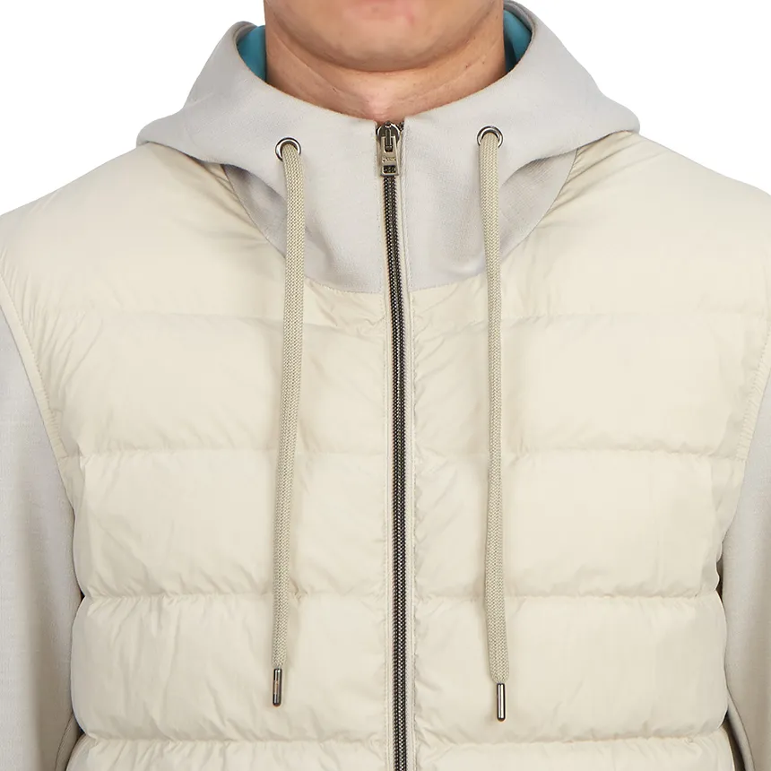 Zip-Up Hooded Drawstring Down Jacket