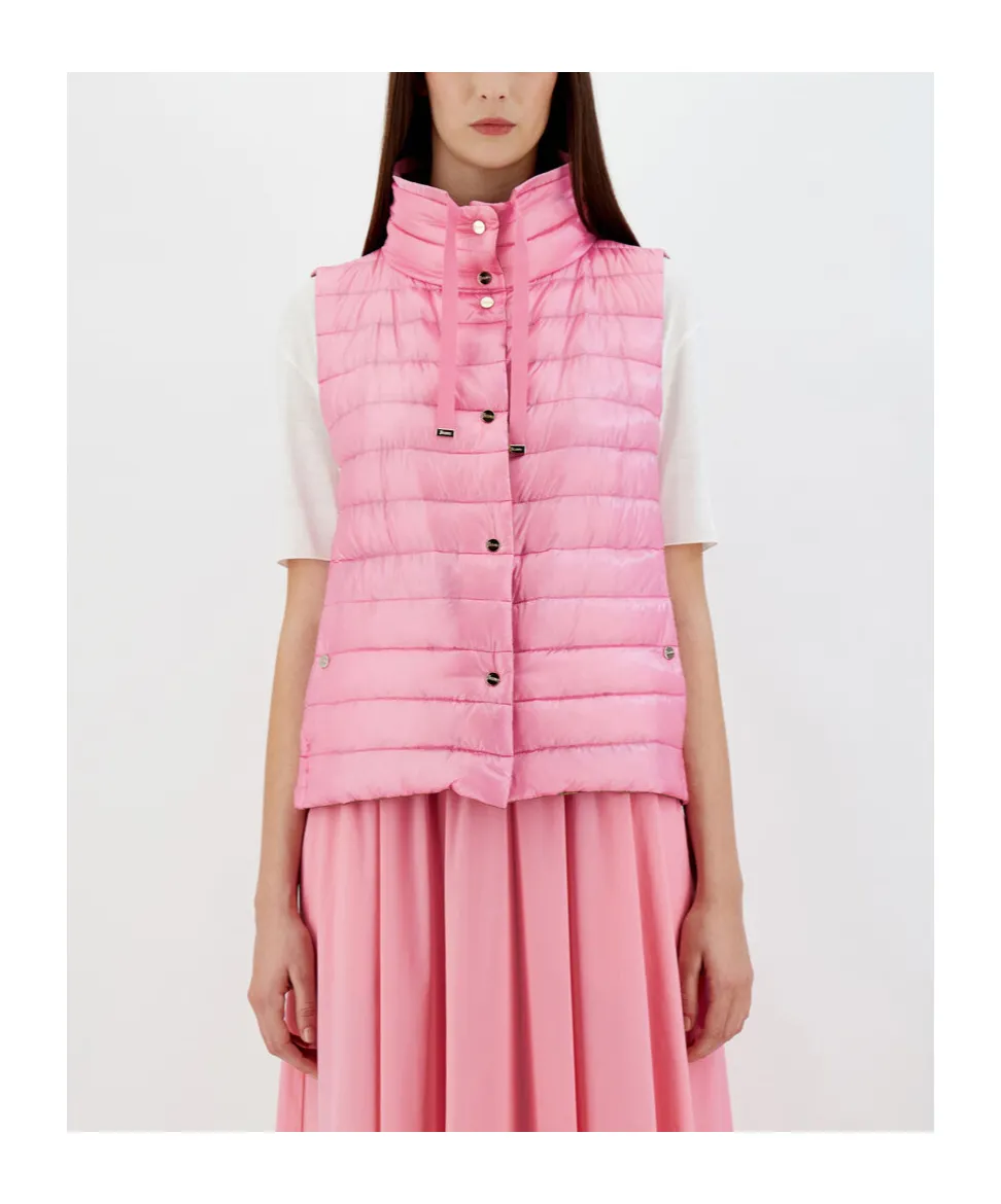High-Neck Drawstring Reversible Padded Gilet