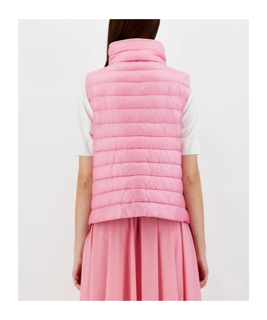 High-Neck Drawstring Reversible Padded Gilet