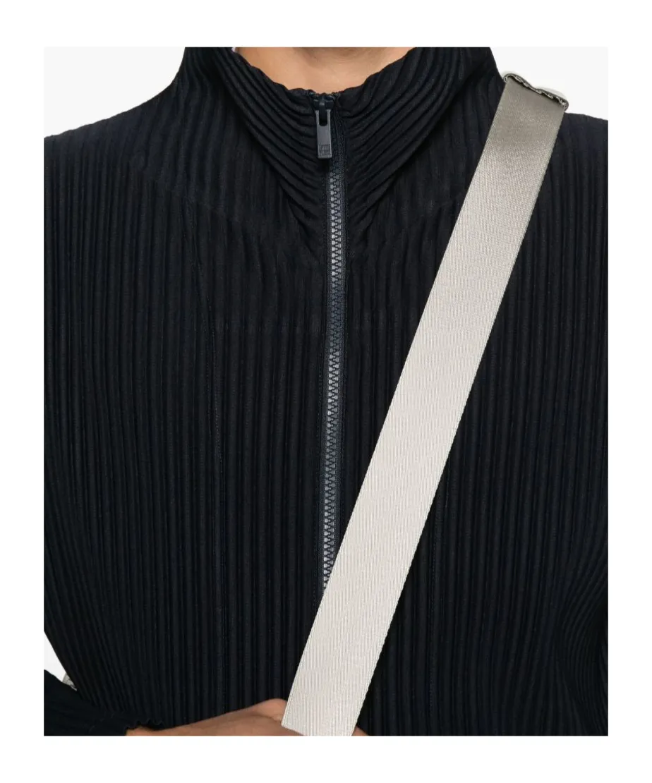 Pleated Zipper Turtleneck Cardigan