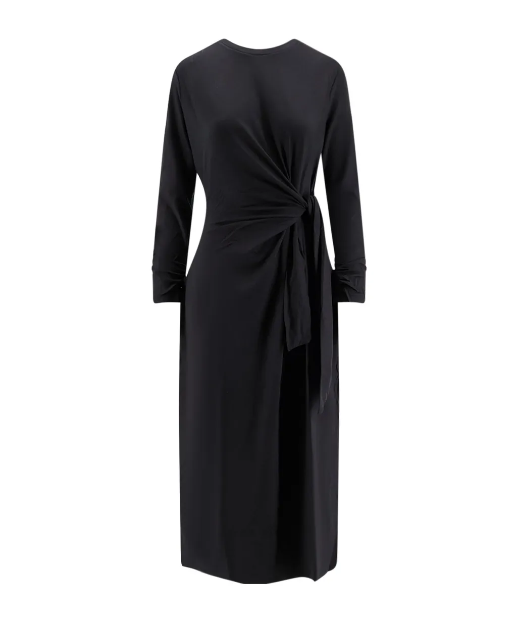 Knotted Waist Crewneck Dress