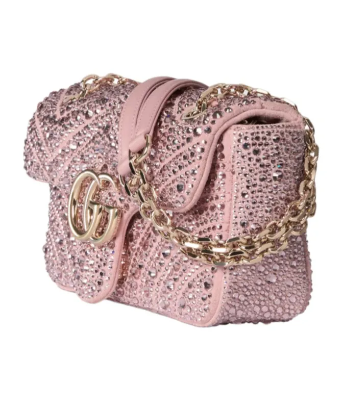 Gg Marmont Crystals Small Shoulder Bag