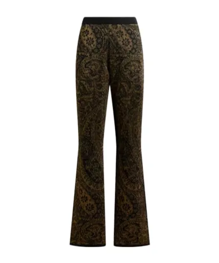 Paisley Jacquard Lurex Thread Flared Trousers