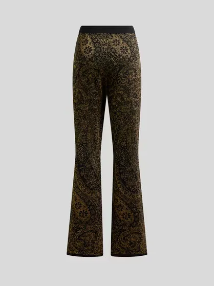 Paisley Jacquard Lurex Thread Flared Trousers