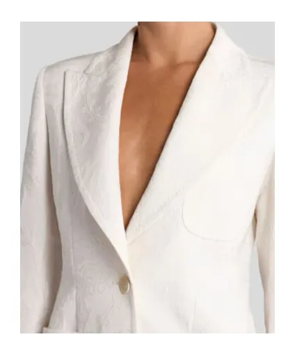 Single-Breasted Cotton-Blend Jacquard Jacket With Paisley Foliage Motif