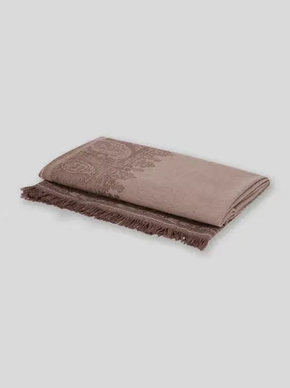 Wool Throw Blanket With Floral Paisley Motif