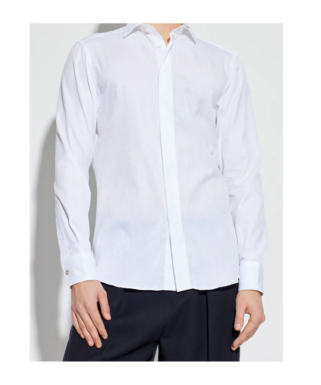 Pattern-Jacquard Long-Sleeved Shirt