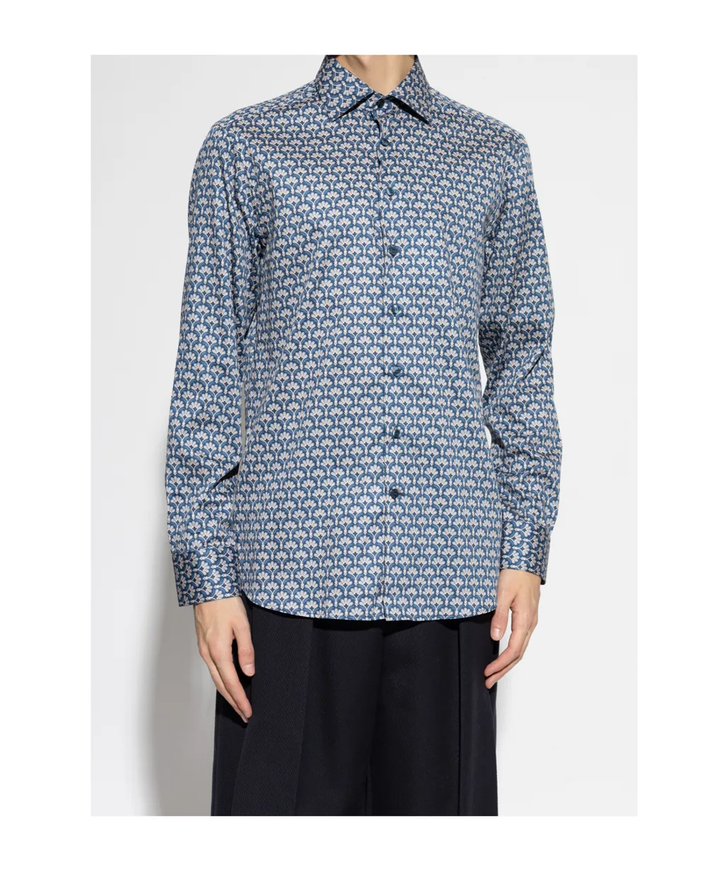 Pattern-Printed Long-Sleeved Shirt