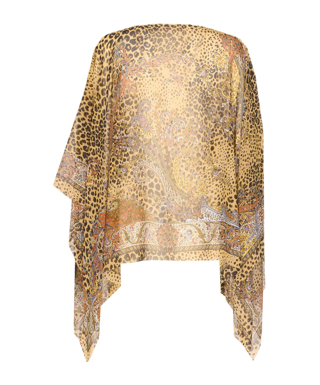 Paisley Printed Draped Poncho