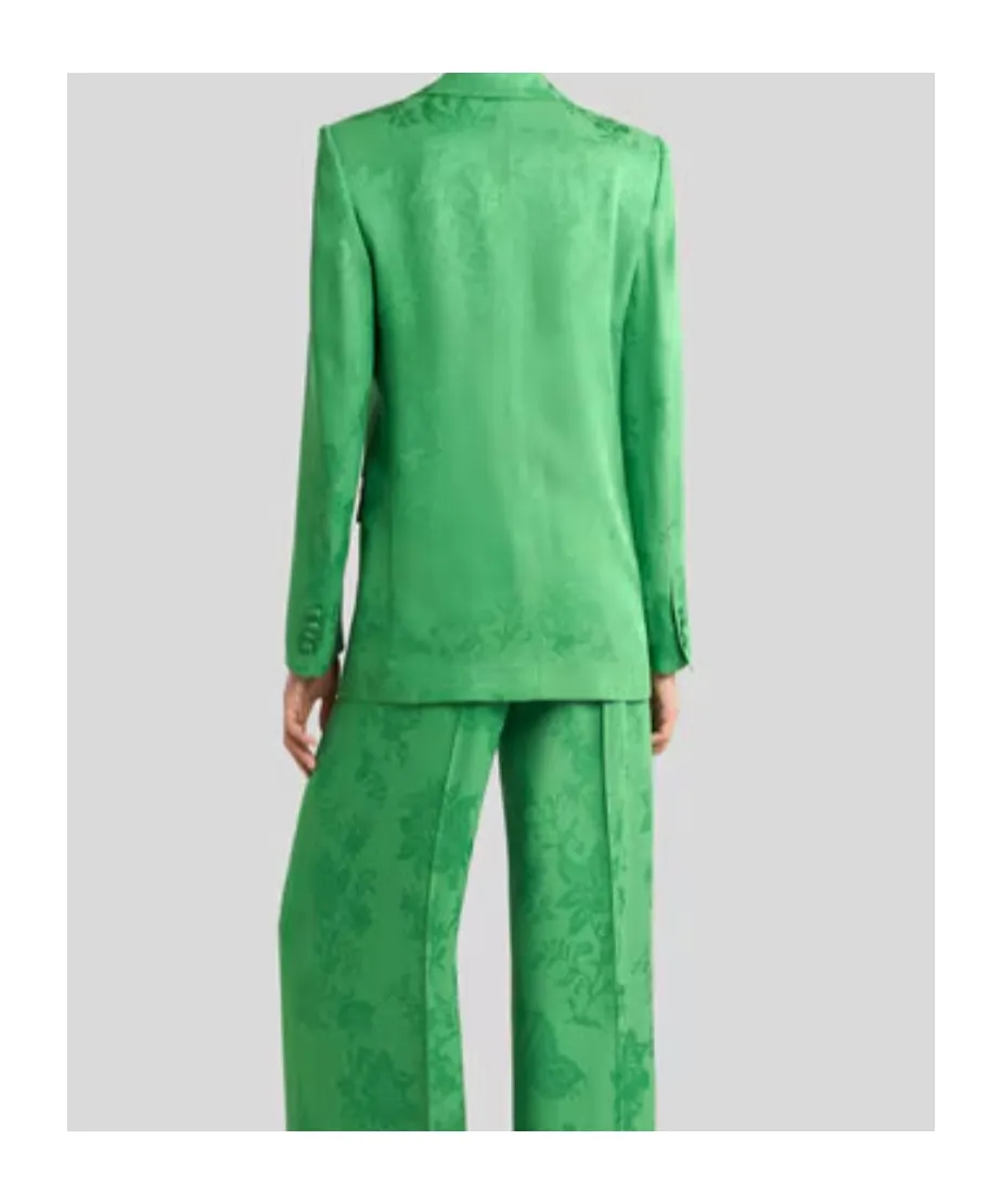 Single-Breasted Floral-Motif Jacquard Blazer