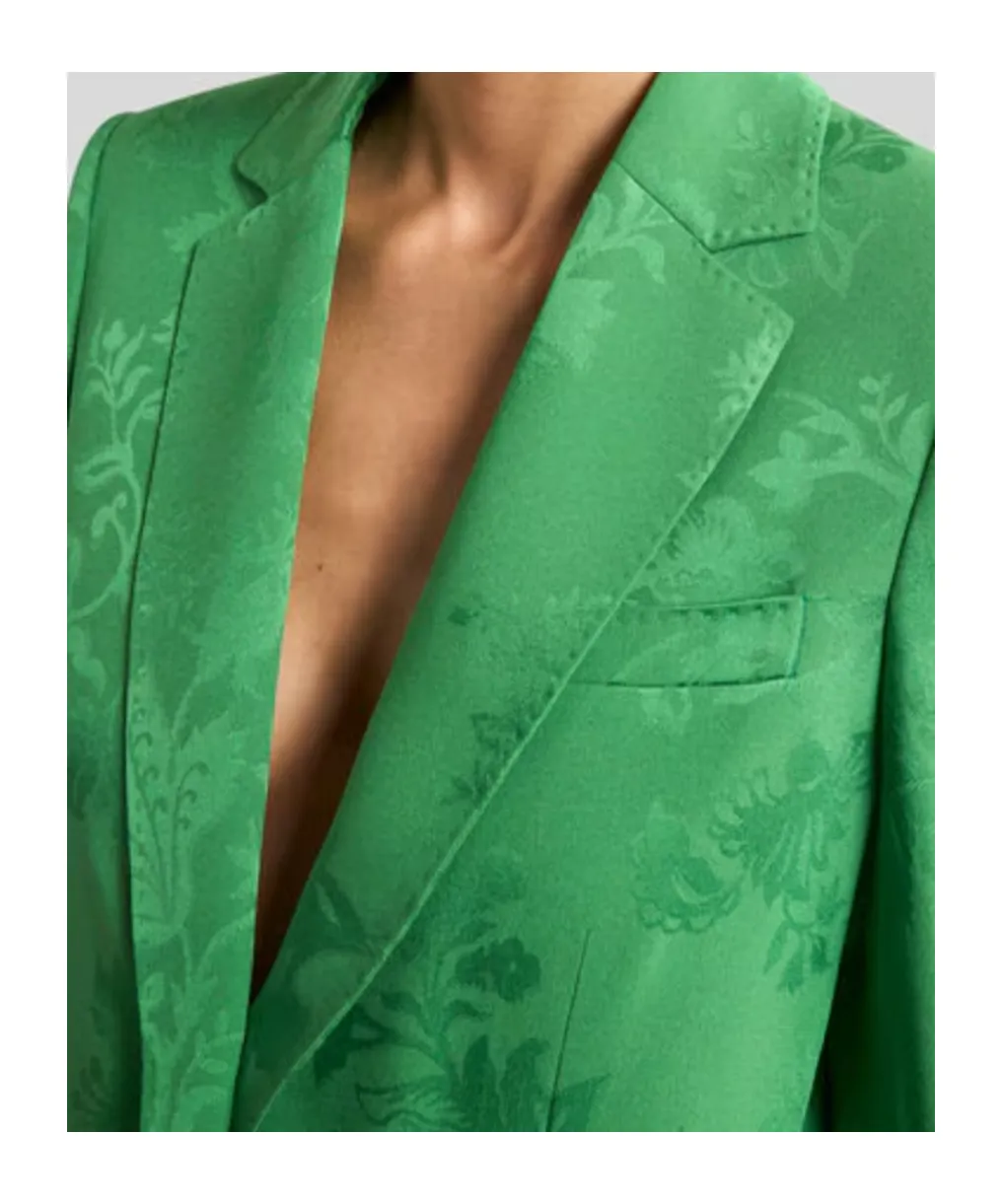 Single-Breasted Floral-Motif Jacquard Blazer