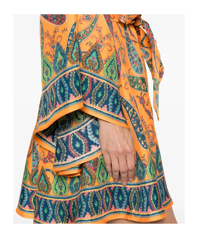 Paisley Print Dress With Lace Trim