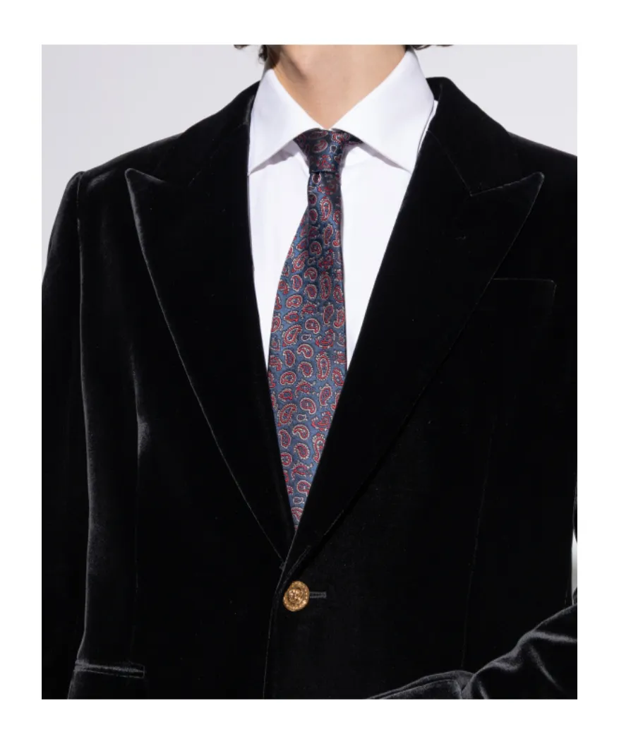 Jacquard Paisley Logo Patch Tie