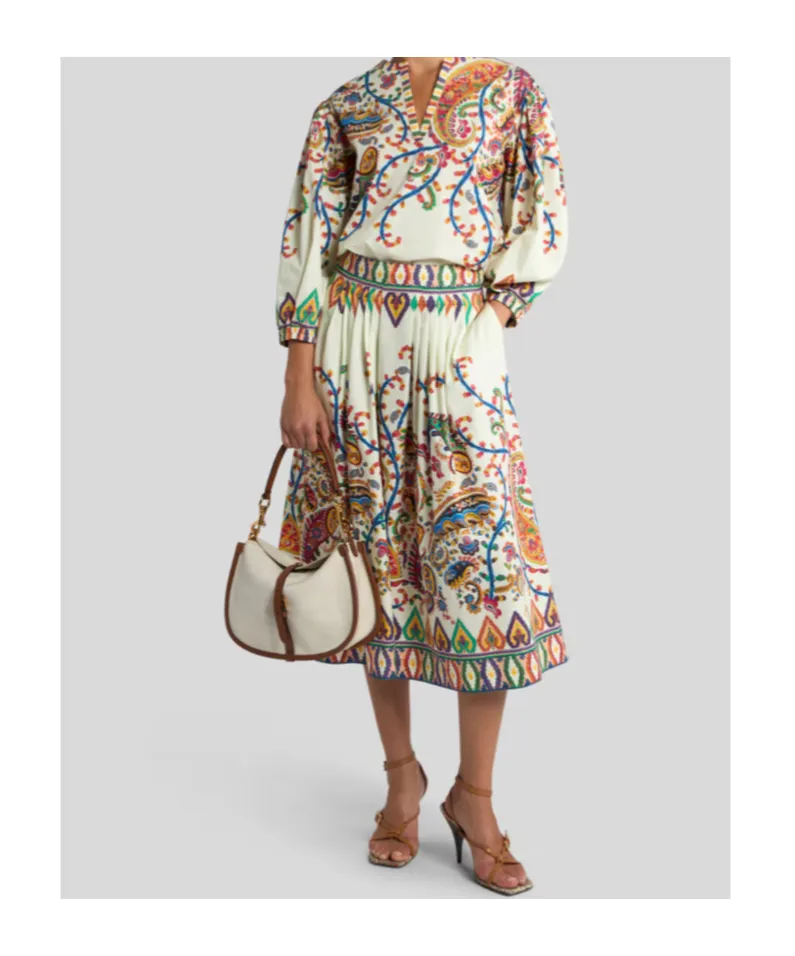 Paisley Printed Midi Skirt