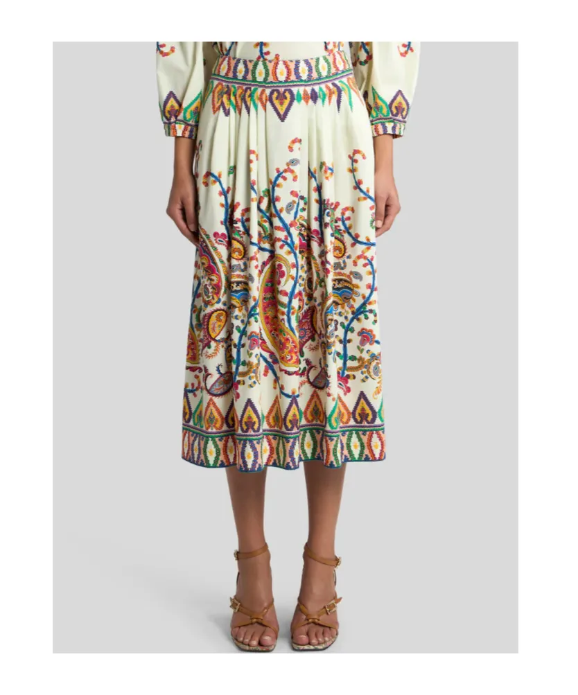 Paisley Printed Midi Skirt