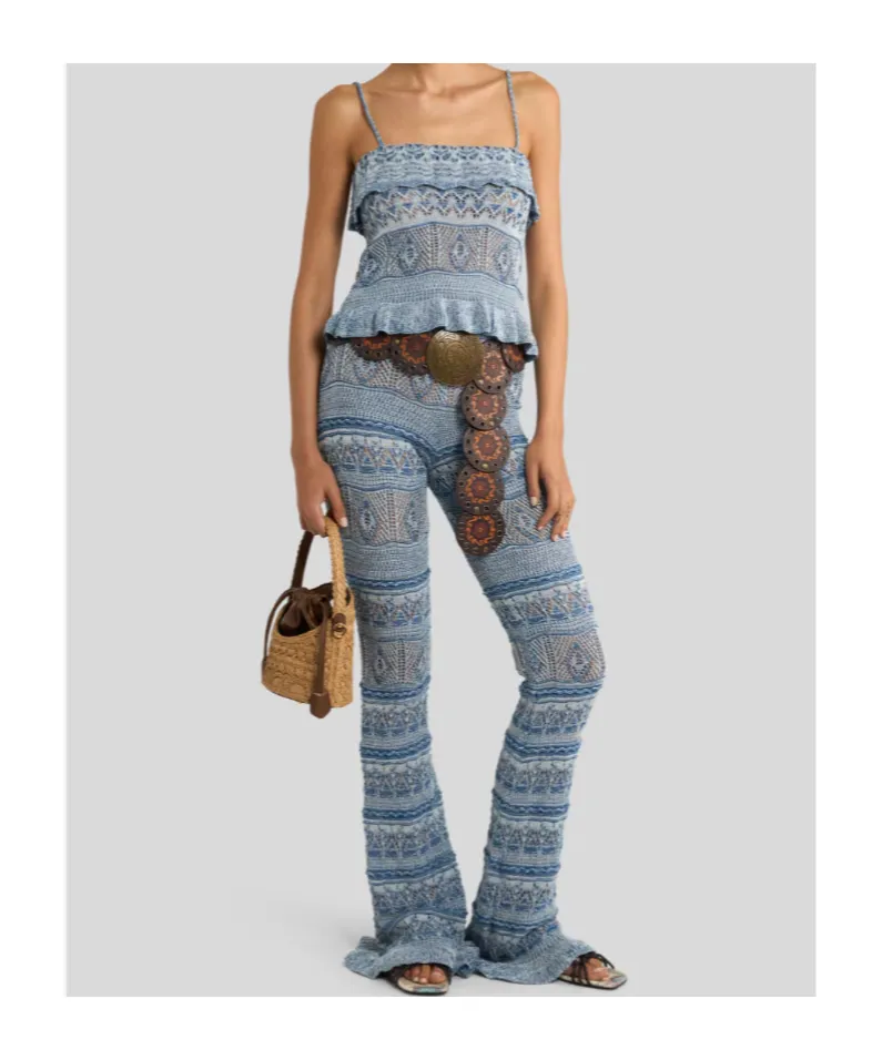 Ruffle Detailed Knitted Strappy Top