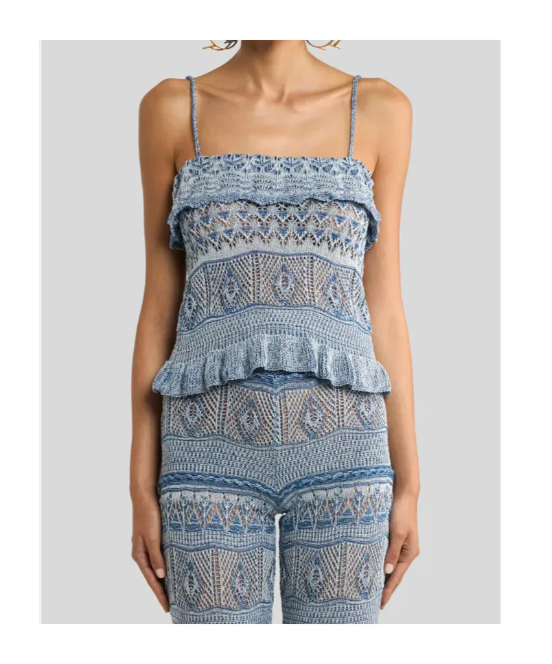 Ruffle Detailed Knitted Strappy Top