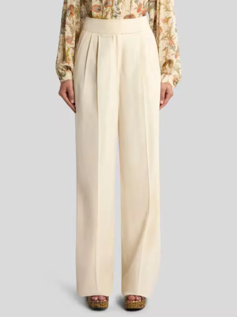 Wide-Leg Pleat Trousers