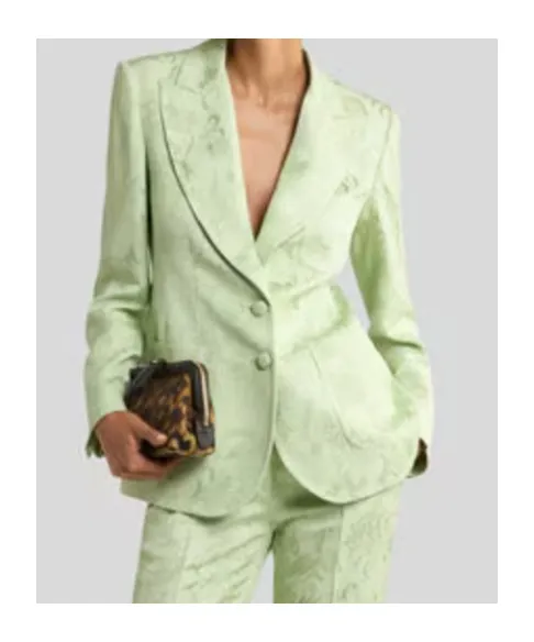 Single-Breasted Floral Jacquard Jacket