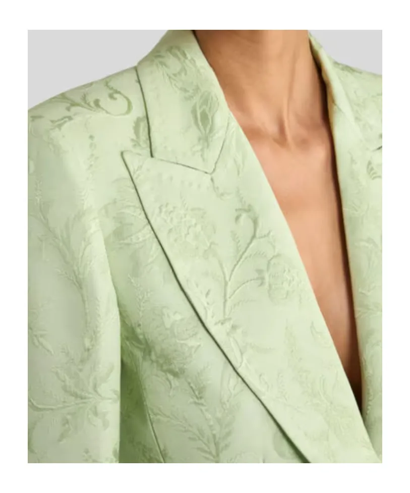 Single-Breasted Floral Jacquard Jacket