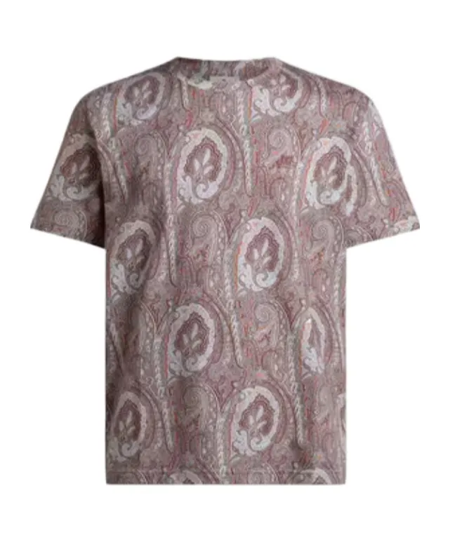 Cotton T-Shirt With Floral Paisley Motif