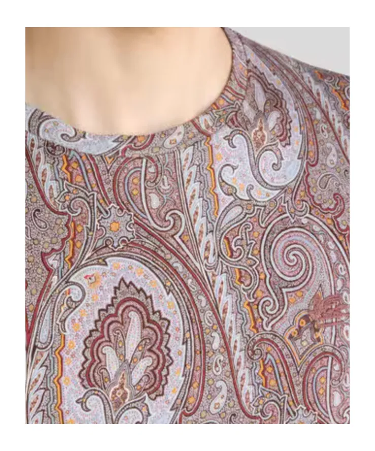 Cotton T-Shirt With Floral Paisley Motif