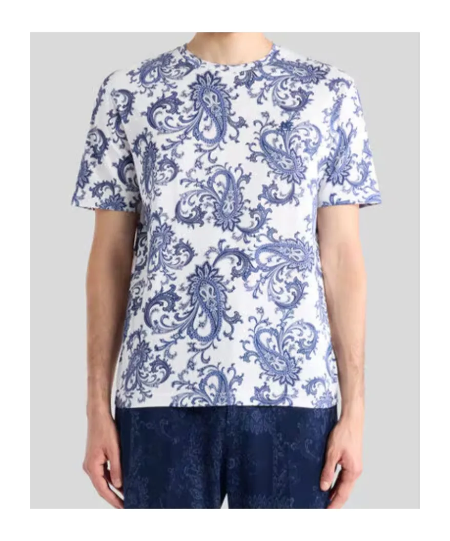 Leaf Paisley Motif Crewneck T-Shirt