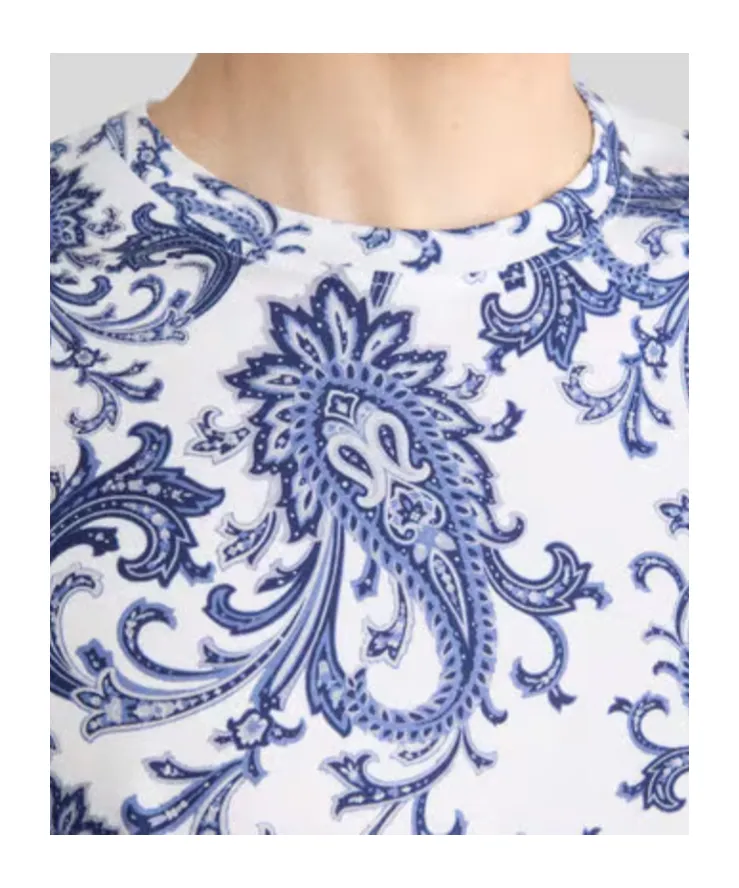 Leaf Paisley Motif Crewneck T-Shirt