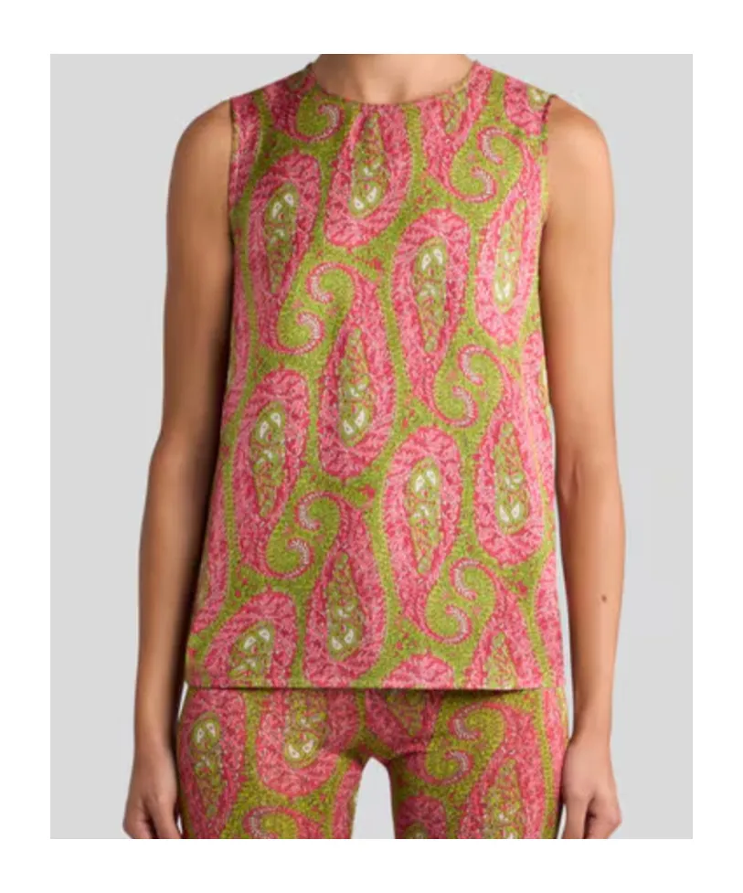 Paisley-Motifed Sleeveless Top