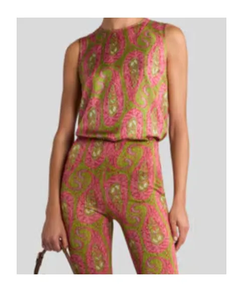 Paisley-Motifed Sleeveless Top