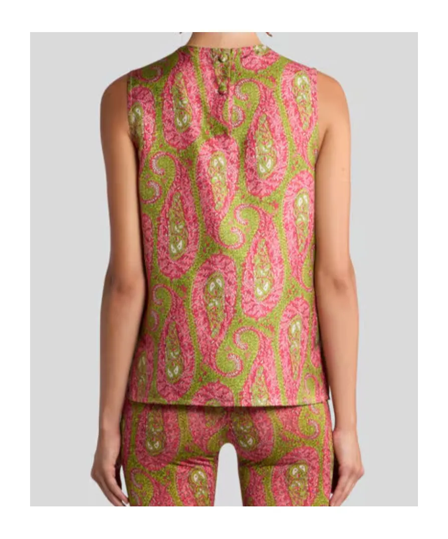 Paisley-Motifed Sleeveless Top