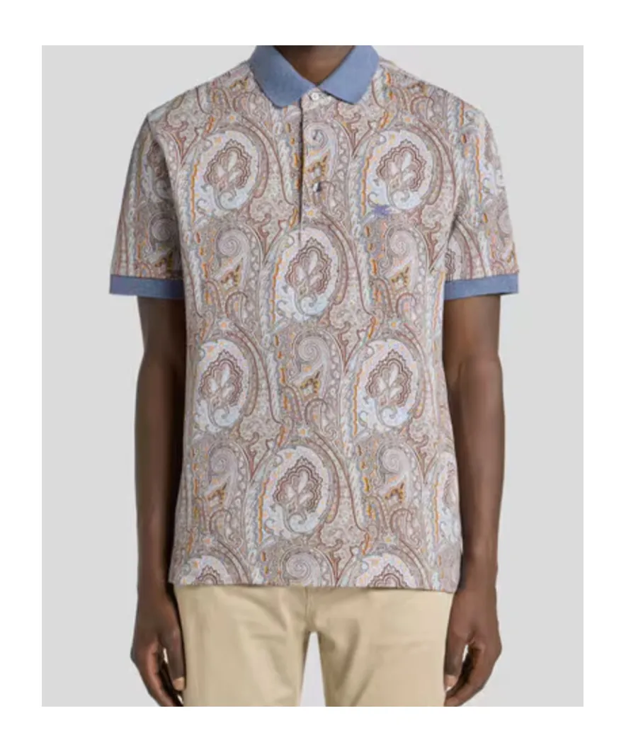 Cotton Pique Polo Shirt With Arnica Motif