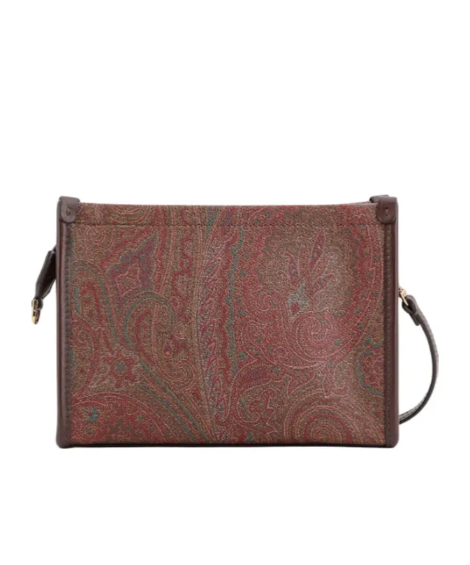 Paisley Printed Logo Embroidered Clutch Bag