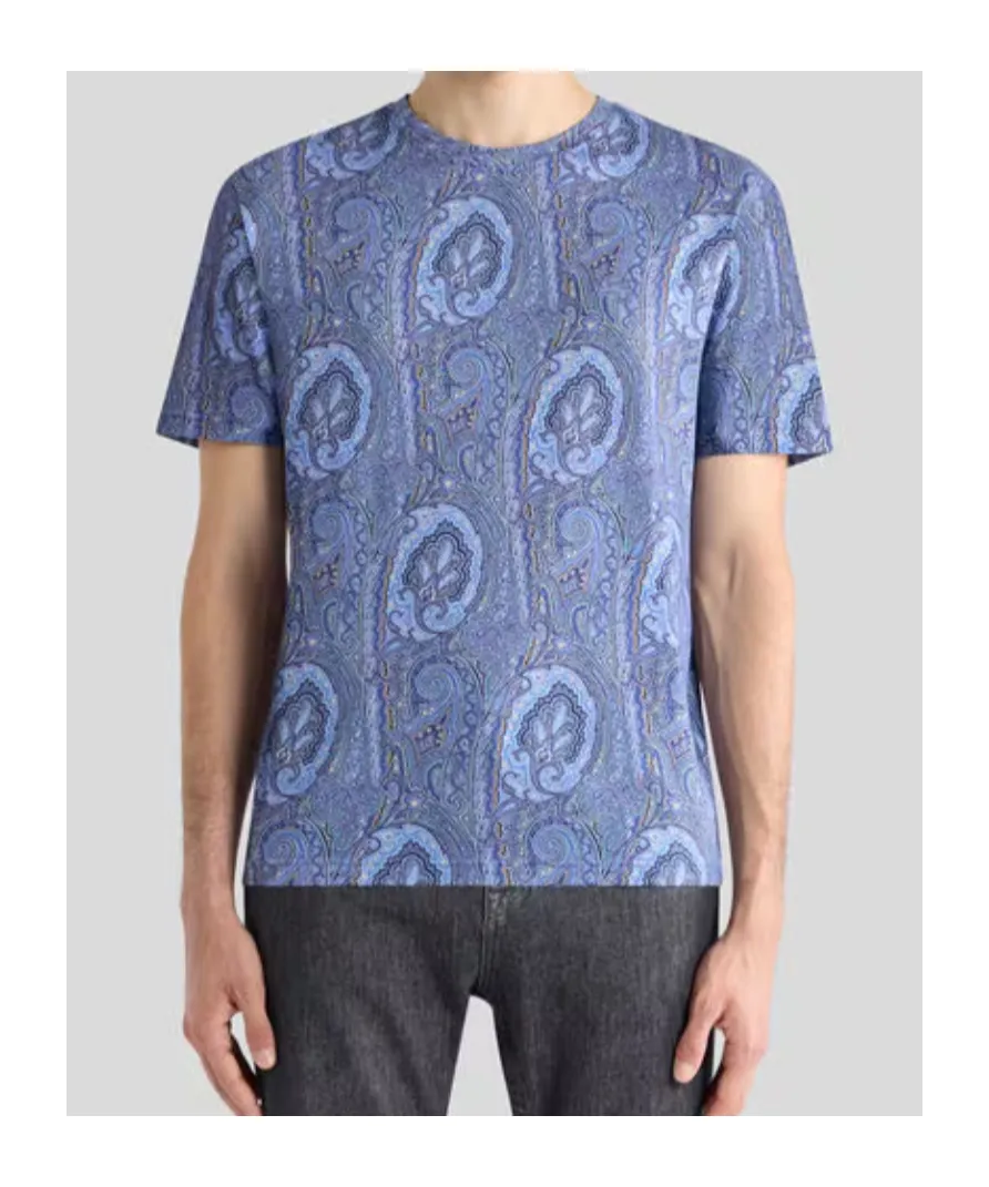 Floral Paisley Motif Crewneck T-Shirt