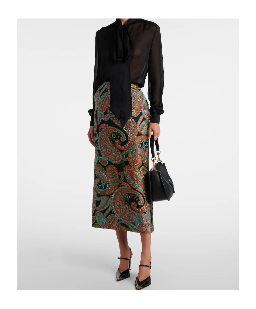 Paisley Jacquard Midi Skirt