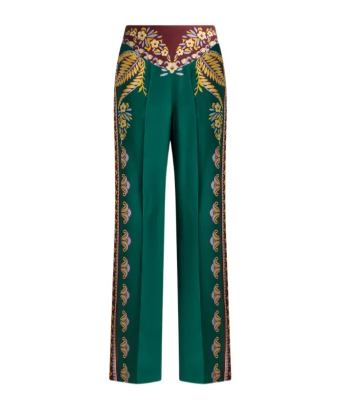 Floral Silk Palazzo Trousers