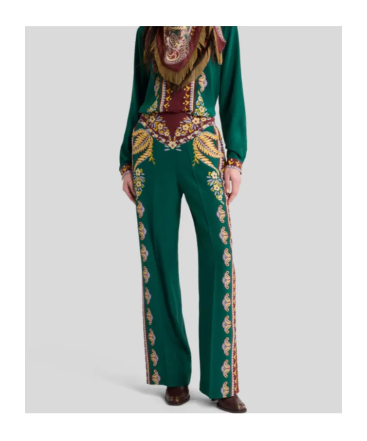 Floral Silk Palazzo Trousers