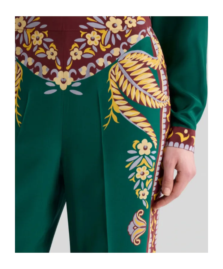 Floral Silk Palazzo Trousers