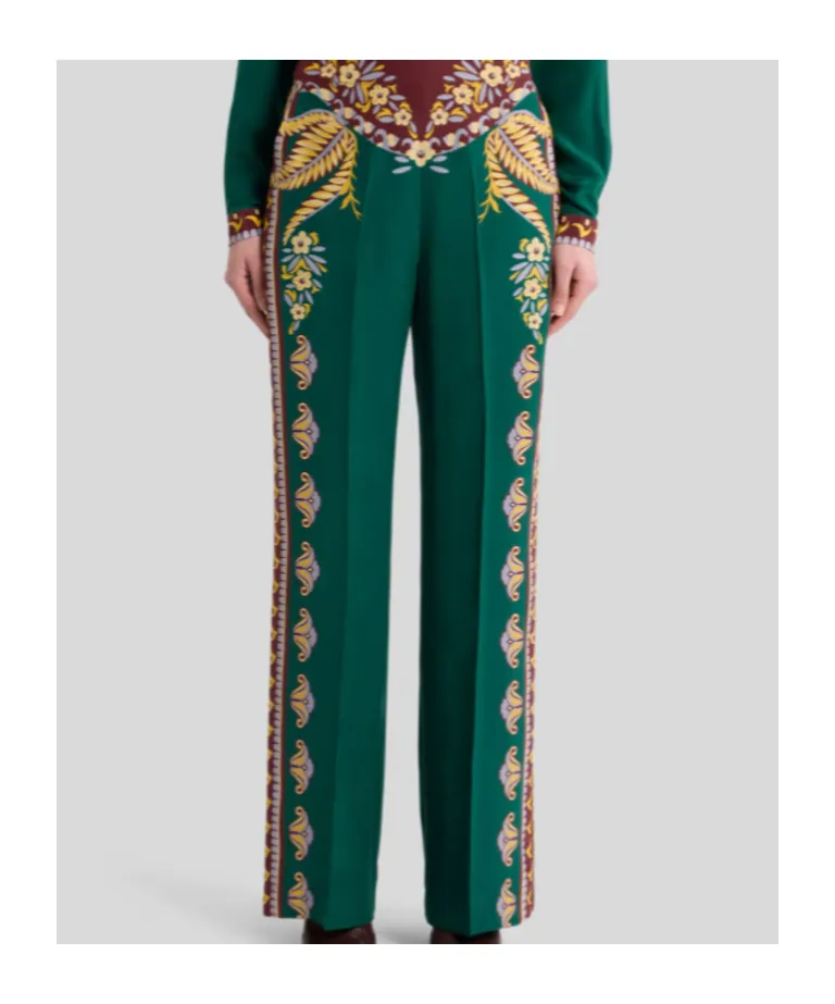 Floral Silk Palazzo Trousers