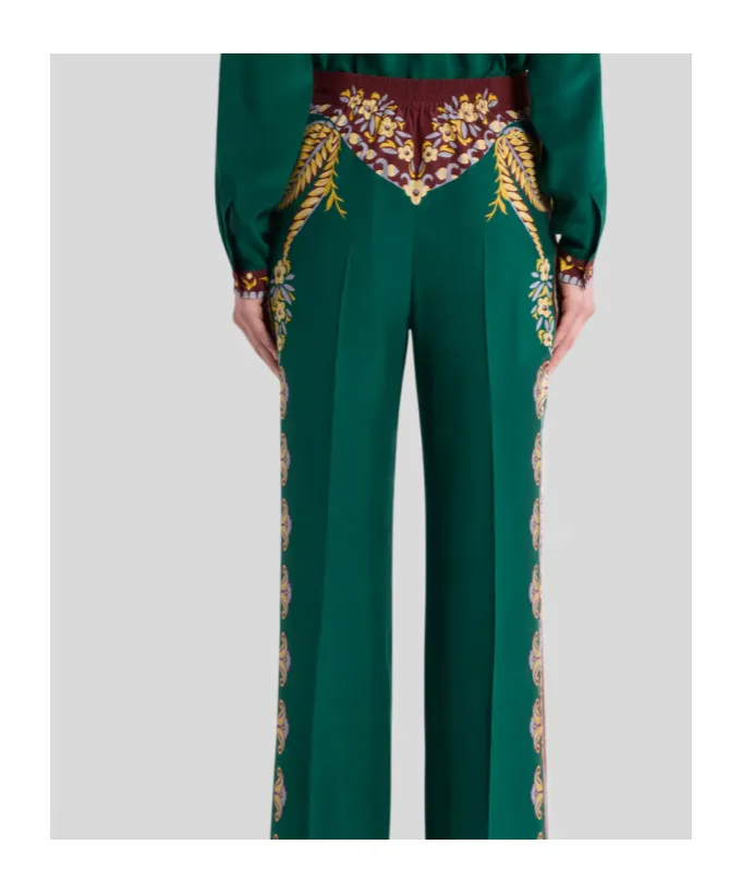 Floral Silk Palazzo Trousers