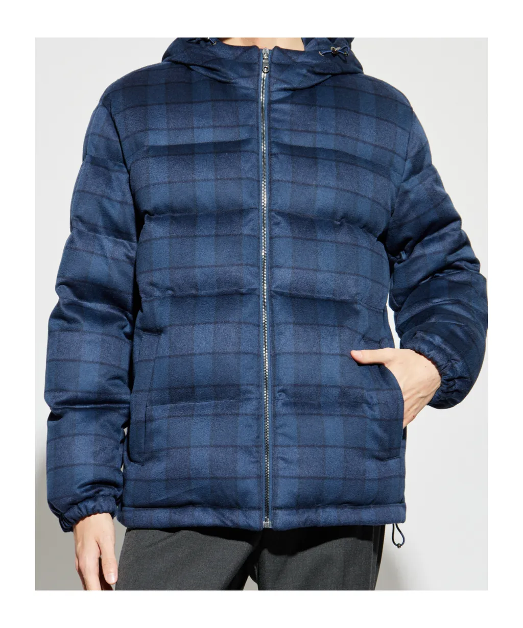 Check Motif Down Jacket