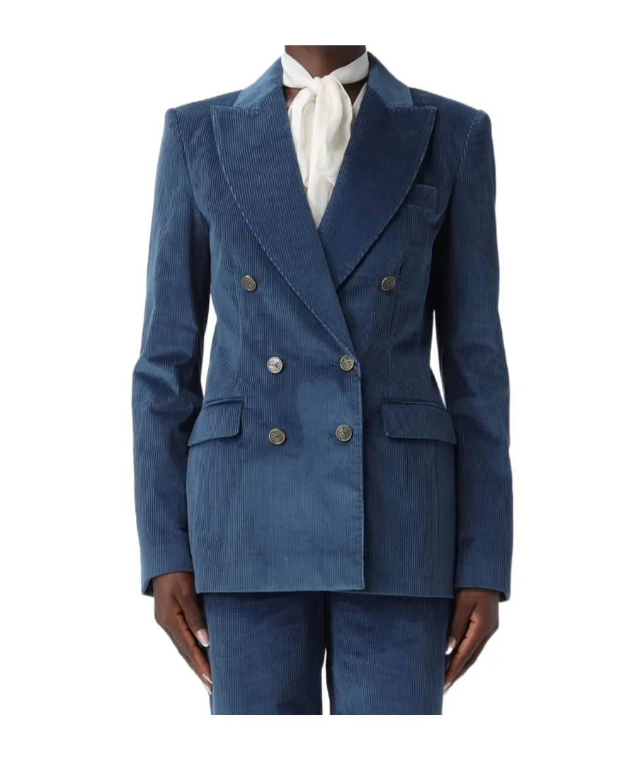 Double-Breasted Corduroy Blazer