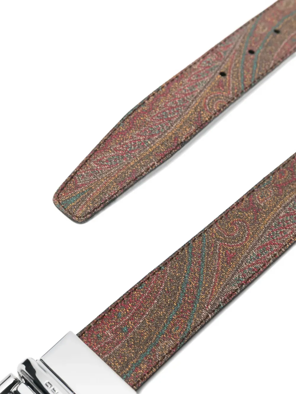 Paisley-Print Leather Belt