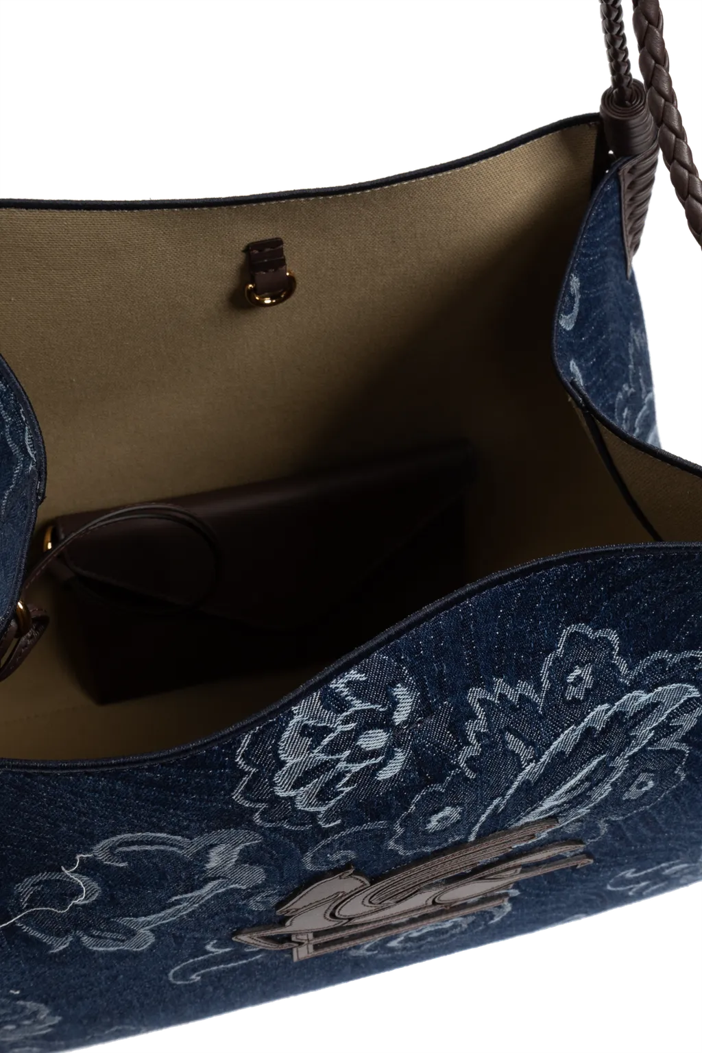 Jacquard Denim Medium Libra Tote Bag