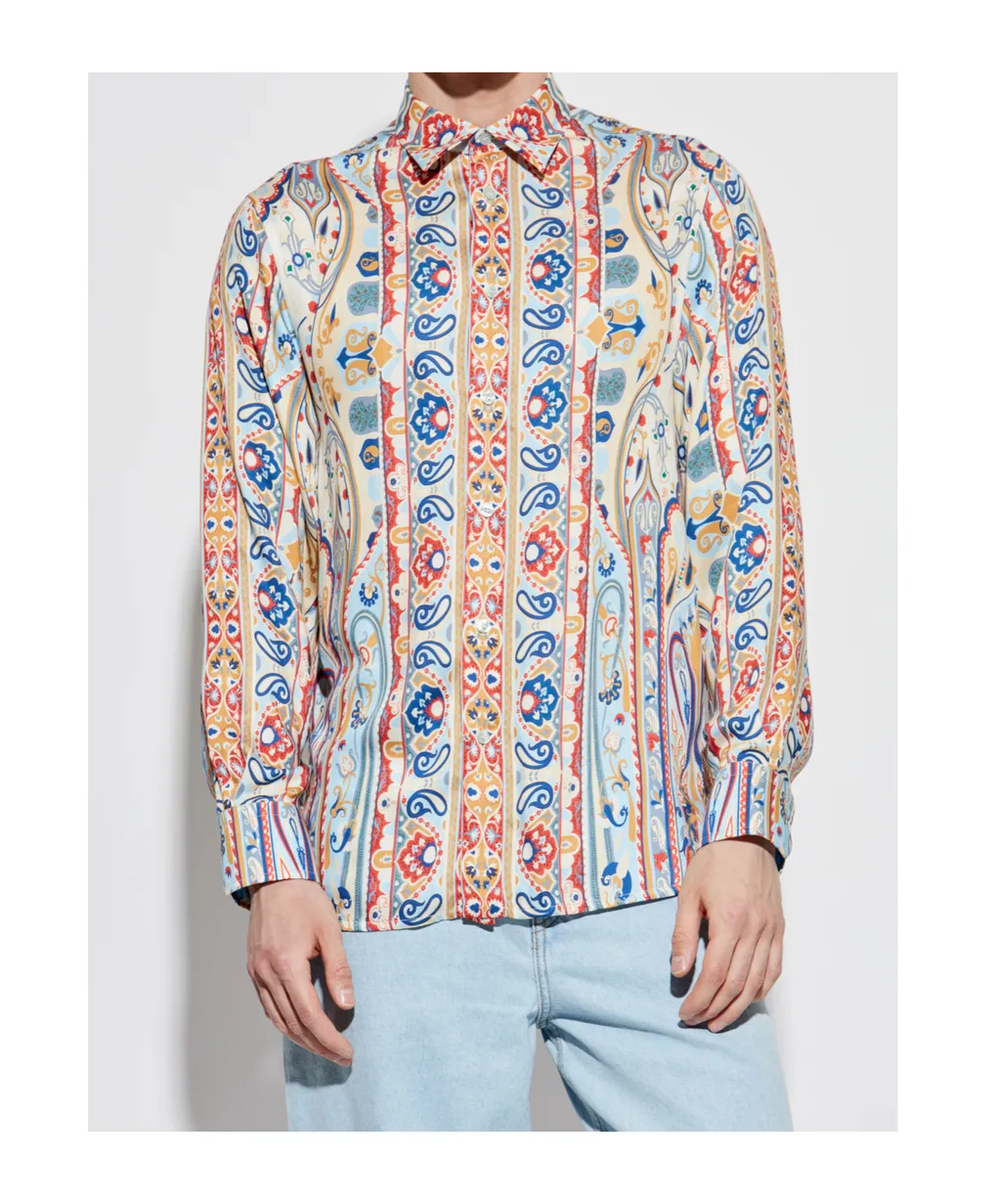Pattern-Printed Long-Sleeved Shirt