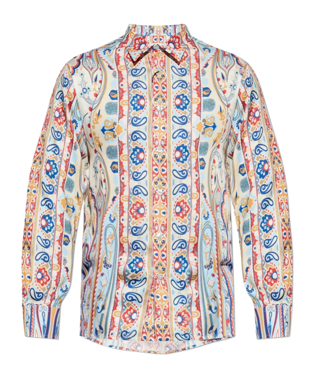 Pattern-Printed Long-Sleeved Shirt