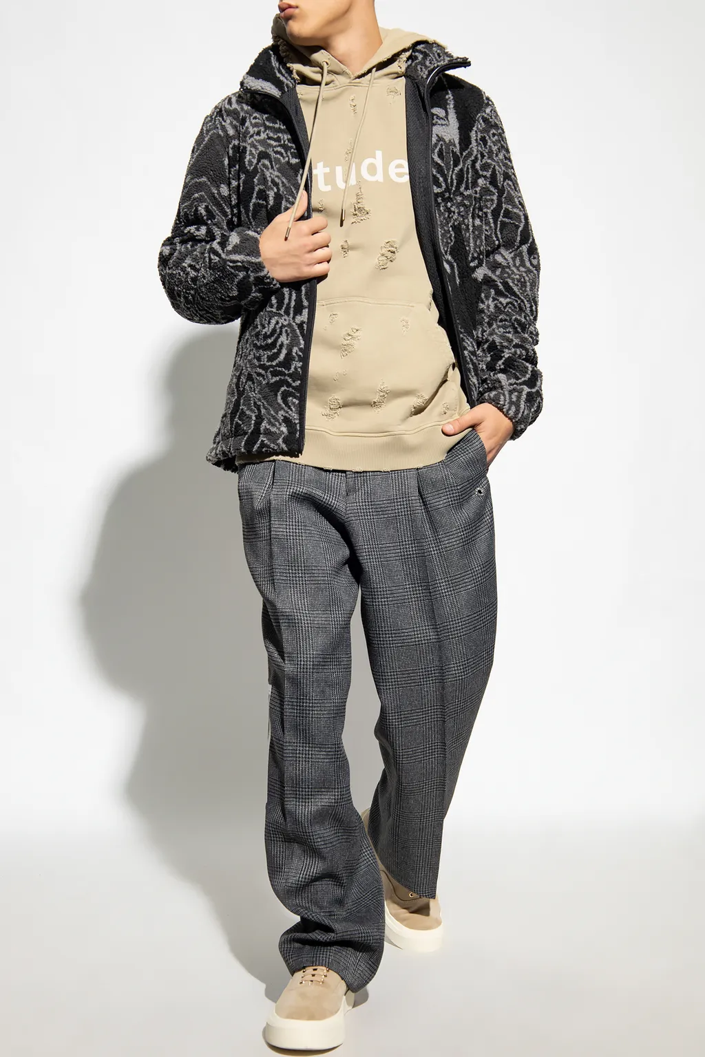 Ensemble Distressed-Effect Hoodie