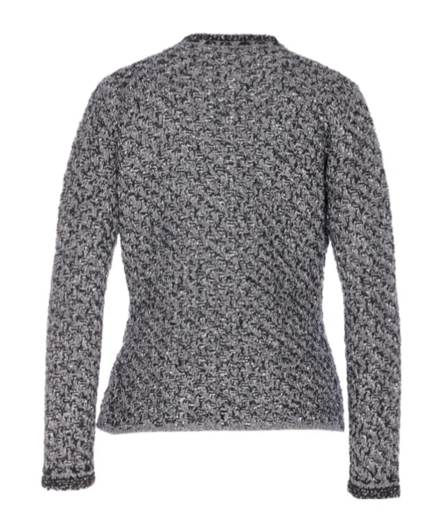 Denim Effect Sequin Tweed Jacket