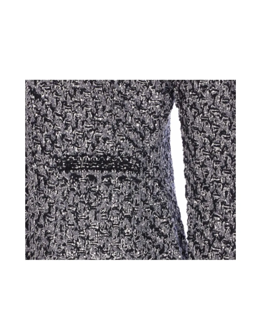 Denim Effect Sequin Tweed Jacket